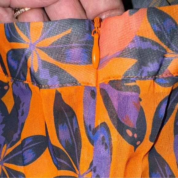 PRETTYLITTLETHING Plus Orange Print Beach Flare Pants ie 16 NWT - Picture 6 of 7